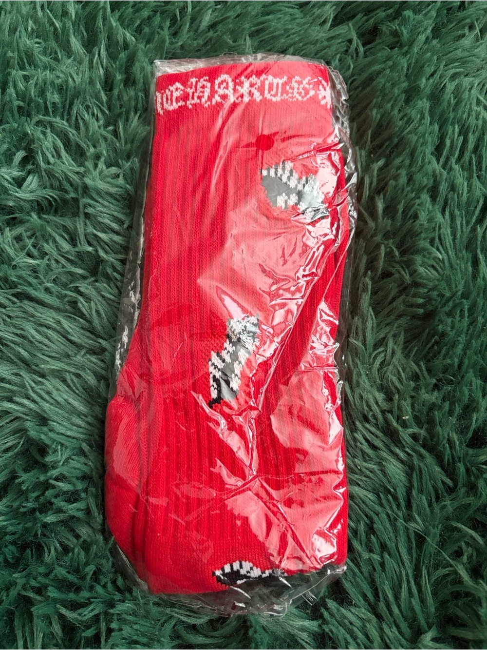Red Chrome Heart Socks